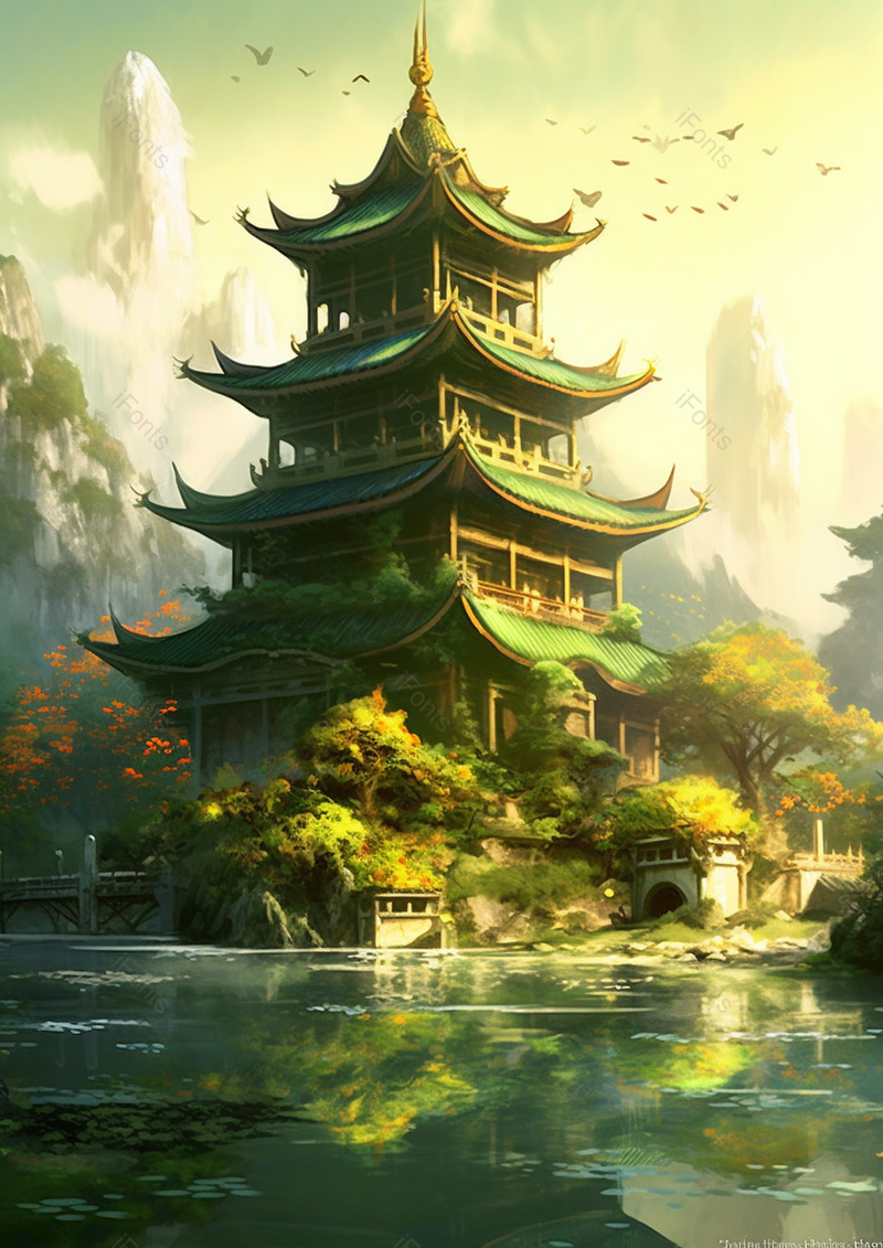 古典滕王阁国潮风插画背景,插画/手绘图,插画/手绘图库,插画/手绘图下载,插画/手绘